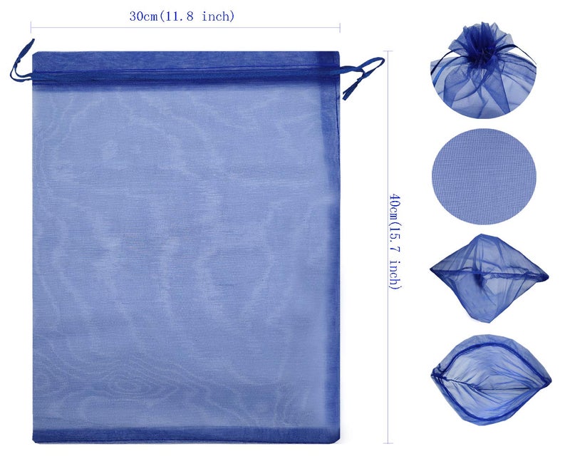 Ankirol 50pcs Sheer Organza Favor Bags 12 X 16 INCH Extra Large Organza Drawstring Bags 10 Colors (mix) - Image 4